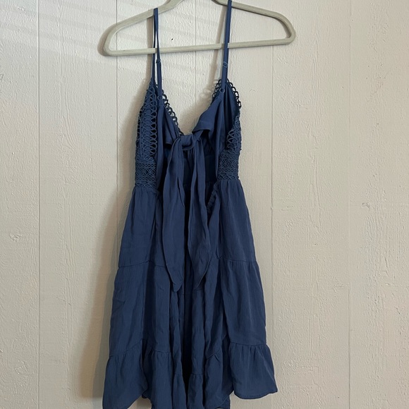 Forever 21 blue lacy detail sundress with tie in back - Picture 4 of 4